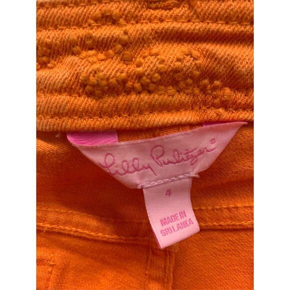 Lilly‎ Pulitzer Orange Jeans SZ 4 Skinny Mini Jeans - Picture 2 of 7